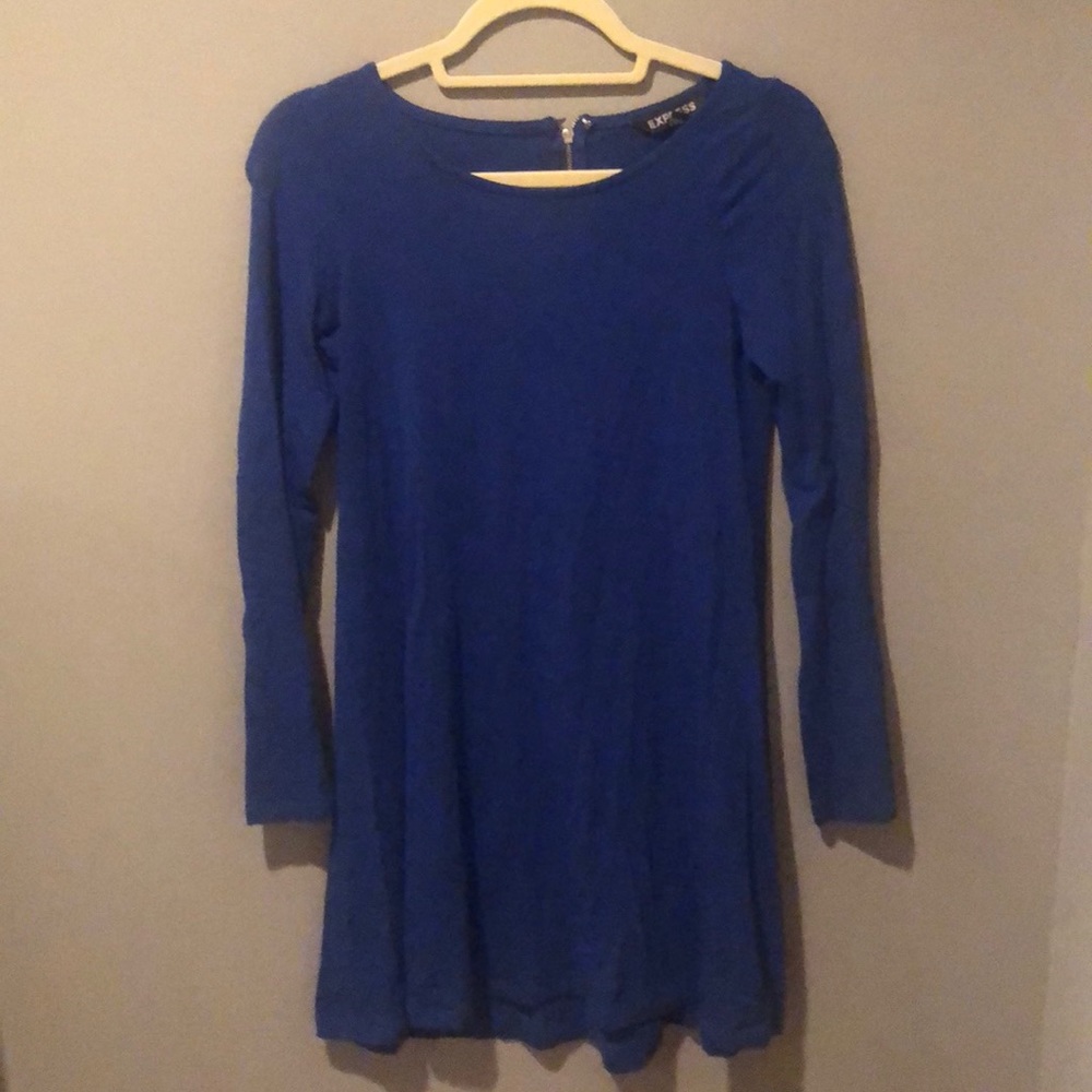 Express long sleeve blue dress